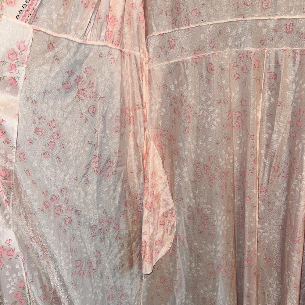 Komar Kids Pink Floral Satin Maxi Robe with Cream Accents - Picture 7 of 7